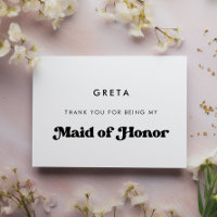 Stylish retro Maid of honte merci carte texte