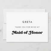 Stylish retro Maid of honte merci carte texte (Devant)