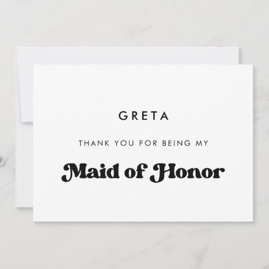 Stylish retro Maid of honte merci carte texte (Devant)