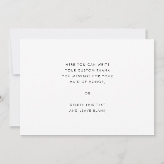 Stylish retro Maid of honte merci carte texte (Dos)