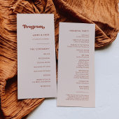 Stylish retro peach pink bruiloft programme programma