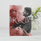 Stylish Roos Gold Mountains Overlay Photo Wedding Kaart (Staand voorkant)