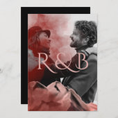 Stylish Roos Gold Mountains Overlay Photo Wedding Kaart (Voorkant / Achterkant)