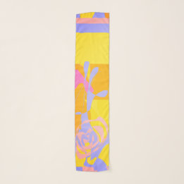 Stylish Rose Blue Yellow Flowery Design Scarf Sjaal