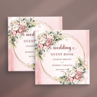 Stylish Rose Gold Floral Greenery Guest Book Sign  Gastenboek