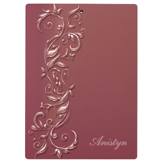 Stylish Rose Gold Ornate Design Klembord (Achterkant)