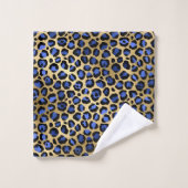Stylish Royal Blue and Gold Foil Leopard Spots (Gant de toilette)