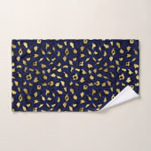 Stylish Royal Blue and Gold Foil Leopard Spots (Serviette à main)