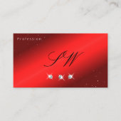 Stylish Ruby Red Black Sparking Diamonds Monogram Visitekaartje (Voorkant)