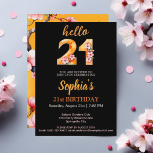 Stylish Sakura 21e anniversaire de fête Invitation