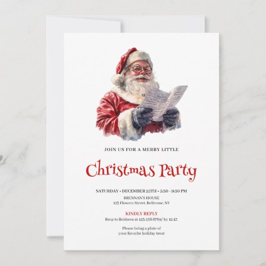 Stylish Santa Modern Festive Holiday Invitation (Devant)