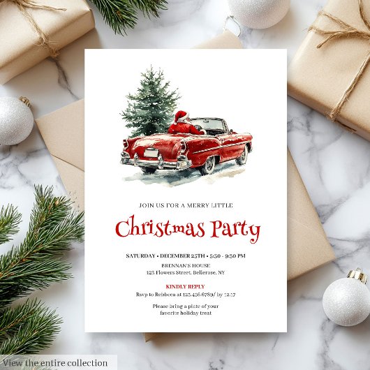 Stylish Santa Pine Wreath Office Party Invitation