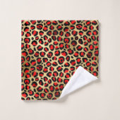 Stylish Scarlet Red and Gold Foil Leopard Spots (Gant de toilette)