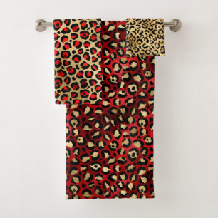 Stylish Scarlet Red and Gold Foil Leopard Spots