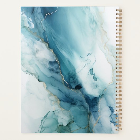 Stylish Script Blue&Gold Marble Custom Name (Dos)