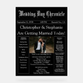Stylish Script Minimal Newspaper Wedding Program Acryl Bord (Voorkant)