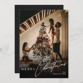 Stylish Script Minimalist 1 Photo Merry Christmas Feestdagenkaart (Voorkant / Achterkant)