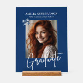 Stylish Script Photo Blue Graduation 2026 (Recto)