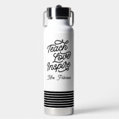 Stylish Script Teach Love Inspire Teacher Waterfles (Voorkant)