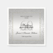 Stylish Silver Confetti 60th Wedding Servet (Voorkant)