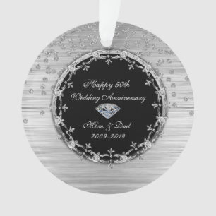 Stylish Silver Diamonds 50th Wedding Jubileum Ornament
