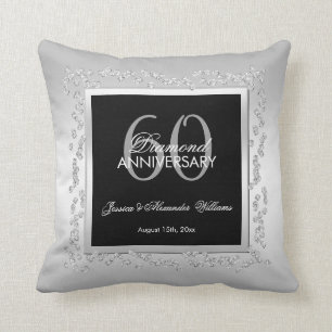 Stylish Silver Diamonds 60th Wedding Jubileum Kussen