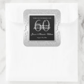 Stylish Silver Diamonds 60th Wedding Jubileum Vierkante Sticker (Tas)