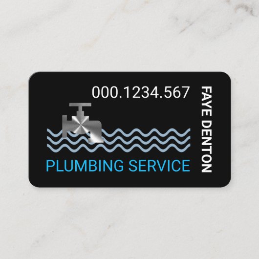 Stylish Silver Faucet Water Waves Visitekaartje (Voorkant)