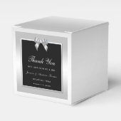 Stylish Silver Gem Bow & Black Wedding Bedankdoosjes (Voorkant Zijde)