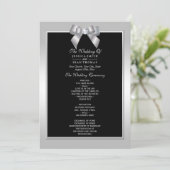 Stylish Silver Gem Bow & Black Wedding Program Kaart (Staand voorkant)