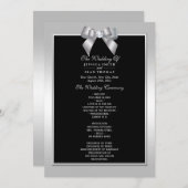 Stylish Silver Gem Bow & Black Wedding Program Kaart (Voorkant / Achterkant)