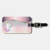 Stylish Silver Glitter Bokeh, Unicorn, Stars Bagagelabel (Voorkant horizontaal)