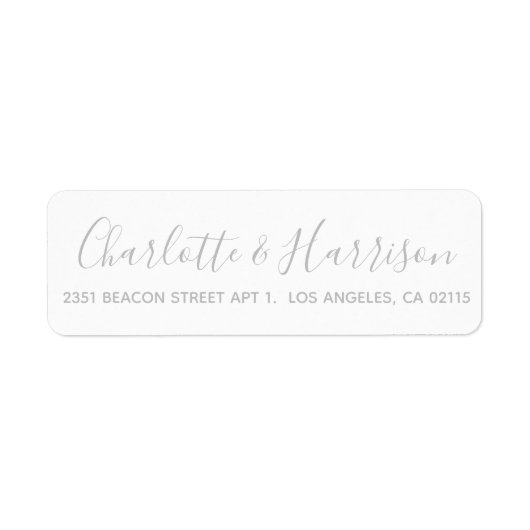 Stylish Silver Grey script modern chic bruiloft Etiket (Voorkant)