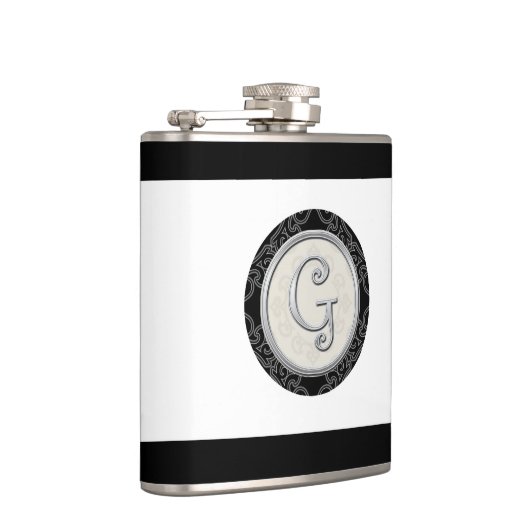 Stylish Silver Monogram Initiaal G Heupfles (Rechts)