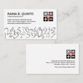 Stylish Simple Numbers Accountant Visitekaartje (Voorkant / Achterkant)