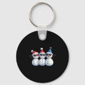 Stylish Snowmen In Winter Wonderland 3 Snowmen Fri Sleutelhanger (Voorkant)