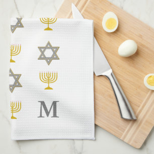 Stylish Star van David Menorah Jewish Monogram Theedoek
