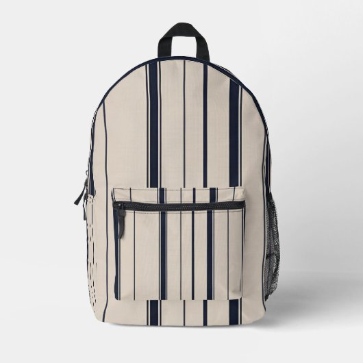 Stylish Striped Blue and Cream Backpack Bedrukte Rugzak (Voorkant)