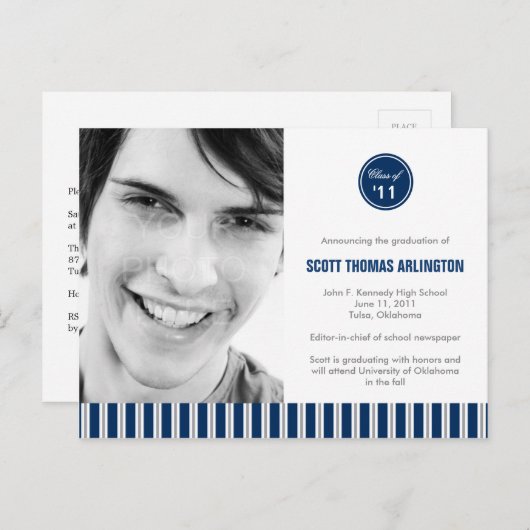 Stylish Stripes Graduation Faire-part / Invitation (Devant / Derrière)