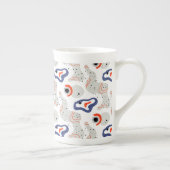 Stylish Swirls and Curbs Abstract Pattern Porselein Kop (Rechts)