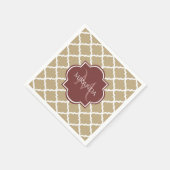 Stylish Tan Quatrefoil Burgundy Monogram en naam Servetten (Hoek)