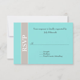 Stylish Taupe en Aqua Blue Wedding RSVP Kaart