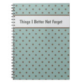 Stylish, Teal Background With Brown Polka Dot Notitieboek (Voorkant)