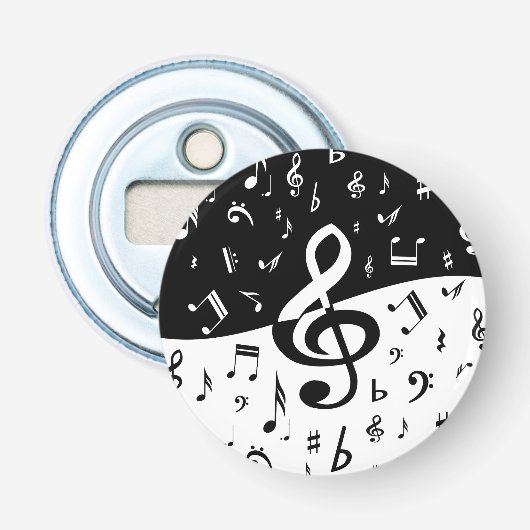 Stylish Treble Clef Wave Black and White Button Flesopener (Voorkant)