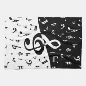 Stylish Treble Clef Wave Black and White Theedoek (Horizontaal)