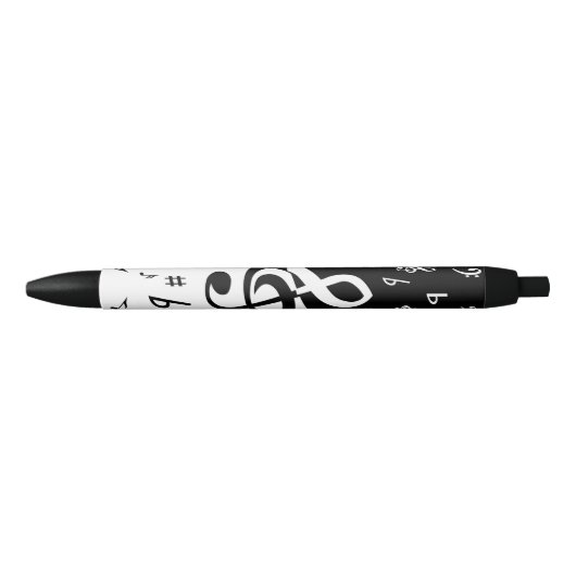 Stylish Treble Clef Wave Black and White Zwarte Inkt Pen (Voorkant)