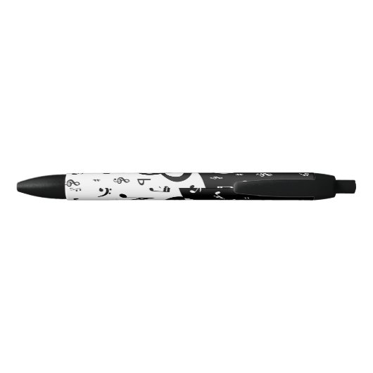 Stylish Treble Clef Wave Black and White Zwarte Inkt Pen (Achterkant)