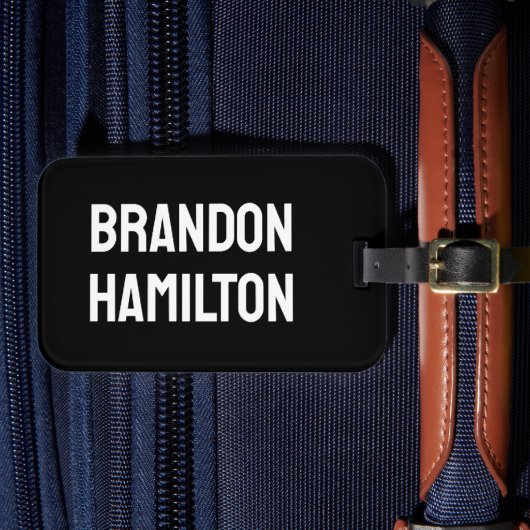 Stylish Trendy Black Out Modern Minimalist Simple Bagagelabel (Voorkant Insitu 4)