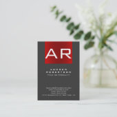 Stylish Trendy Grey Red Monogram Visitekaartje (Staand voorkant)