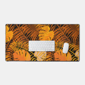 Stylish Tropical Leaf Orange Black Botanique (Clavier et souris)